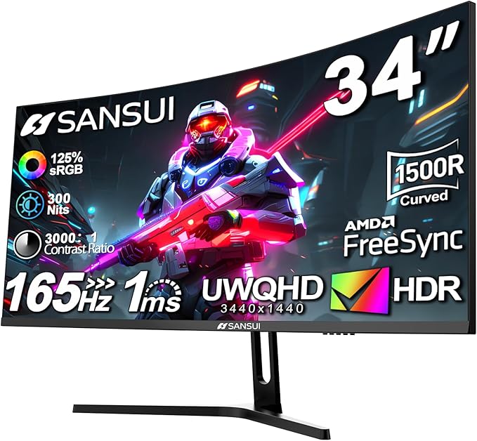 SANSUI 34-Inch Curved Gaming Monitor