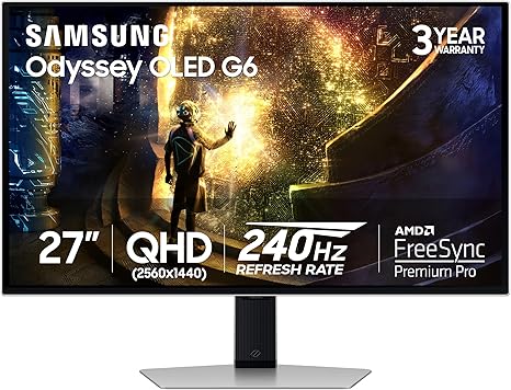 SAMSUNG 27” Odyssey OLED G6 Gaming Monitor